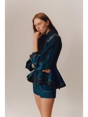 ZARA LIMITED EDITION PATCHWORK PEPLUM DENIM JACKET